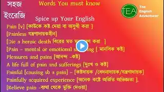 Spice up Your English Vocabularies I Important uses of the word -'Pain' I          [ L- 2]