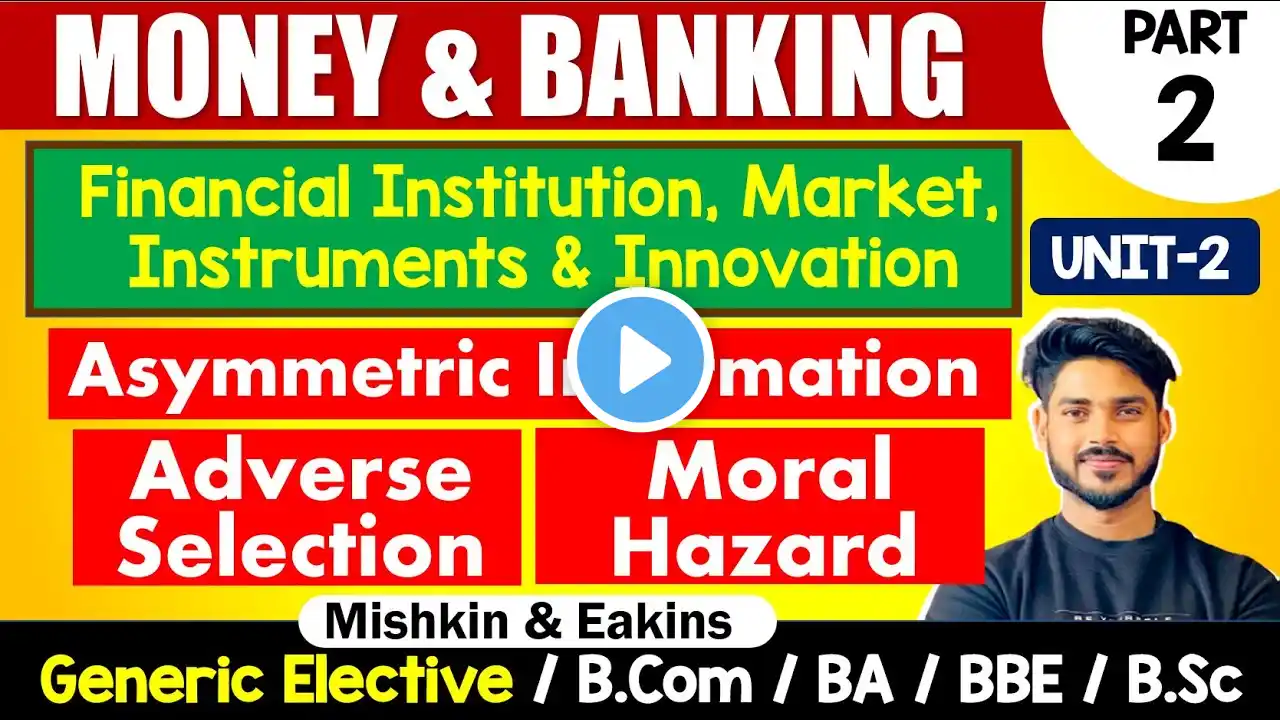 Asymmetric Information, Adverse Selection, Moral Hazard | Unit-2 | Money & Banking | GE, B.Com, BA