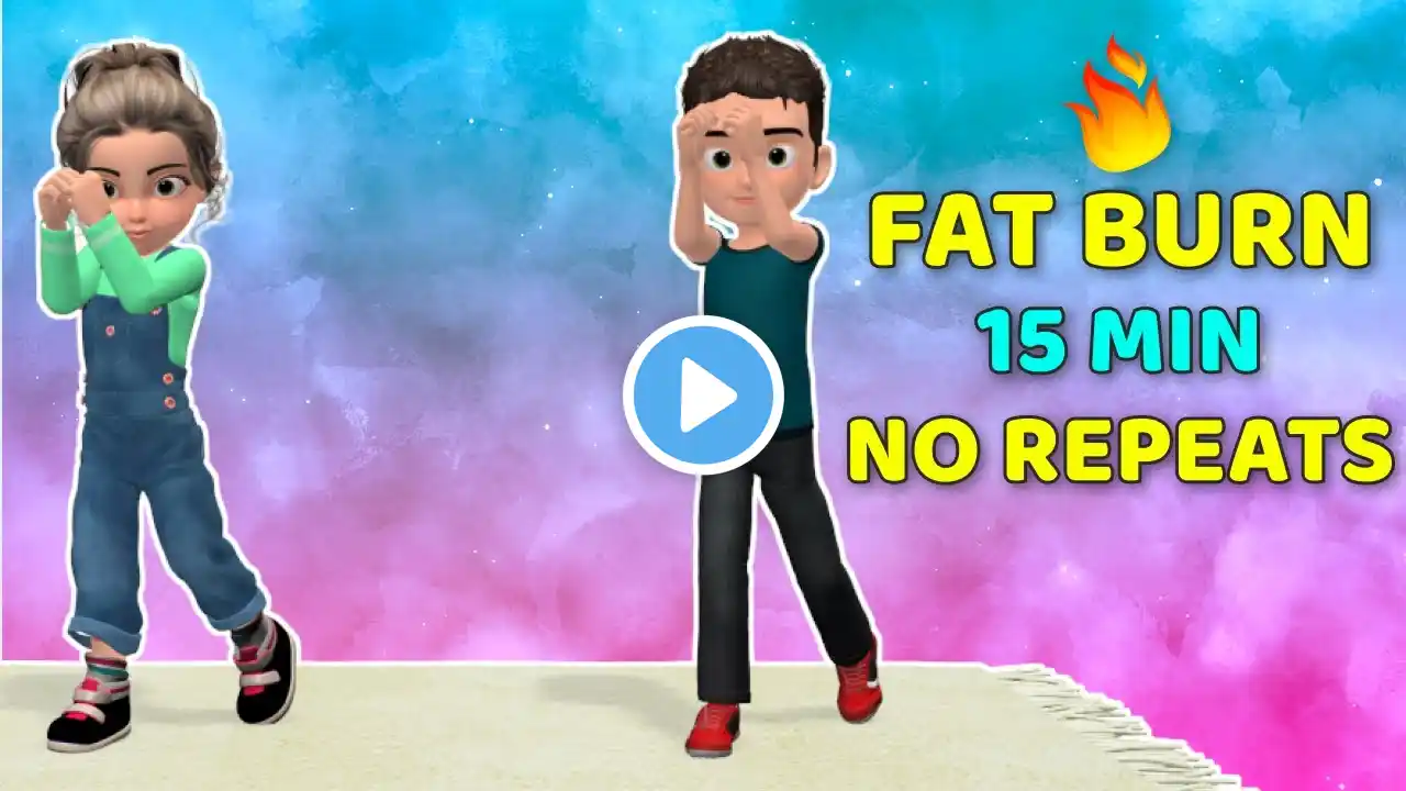 15-MIN FAT BURNING EXERCISE FOR KIDS - FULL BODY, NO REPEAT