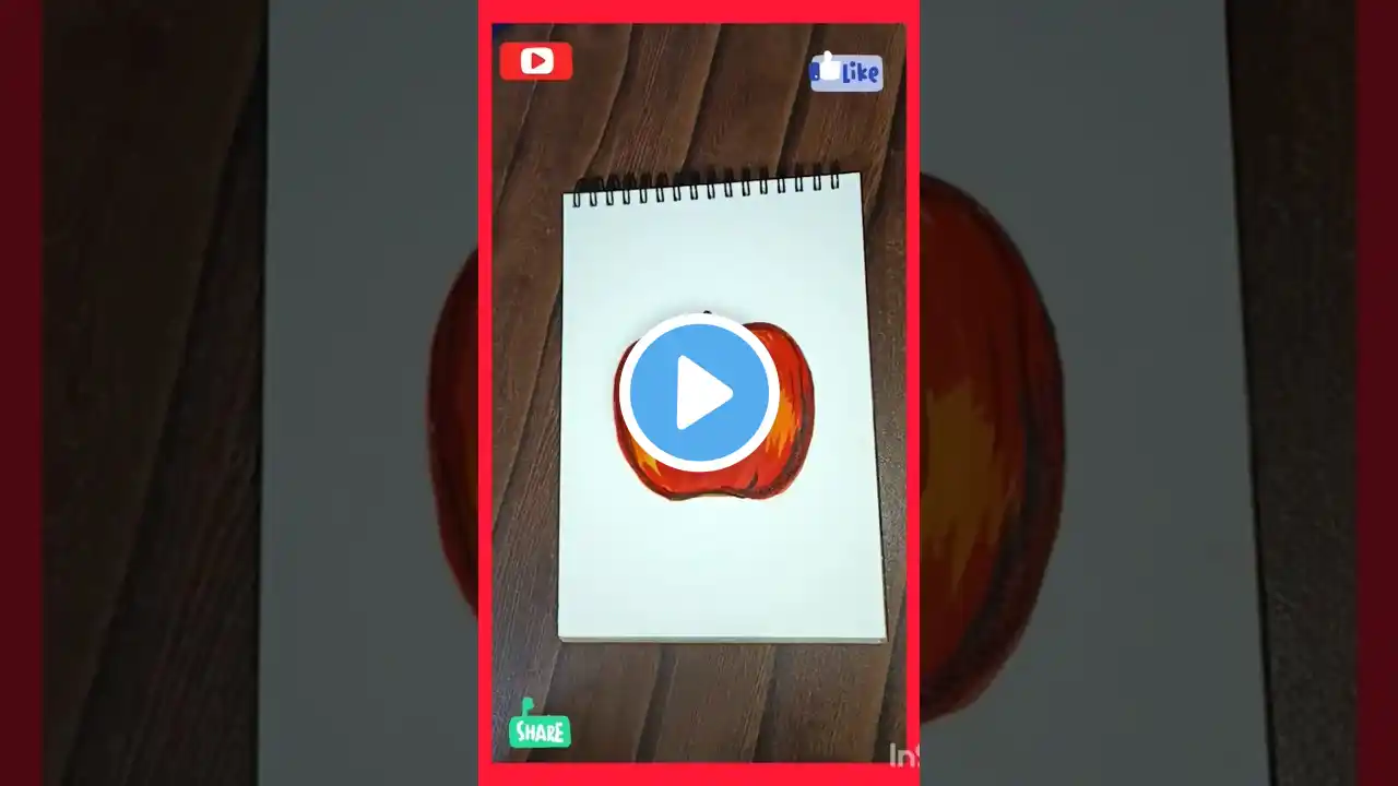 REALISTIC BEAUTIFUL DRAWING OF APPLE FOR KIDS ONLY || COLORFUL APPLE DRAWING|| #drawing #ytshorts