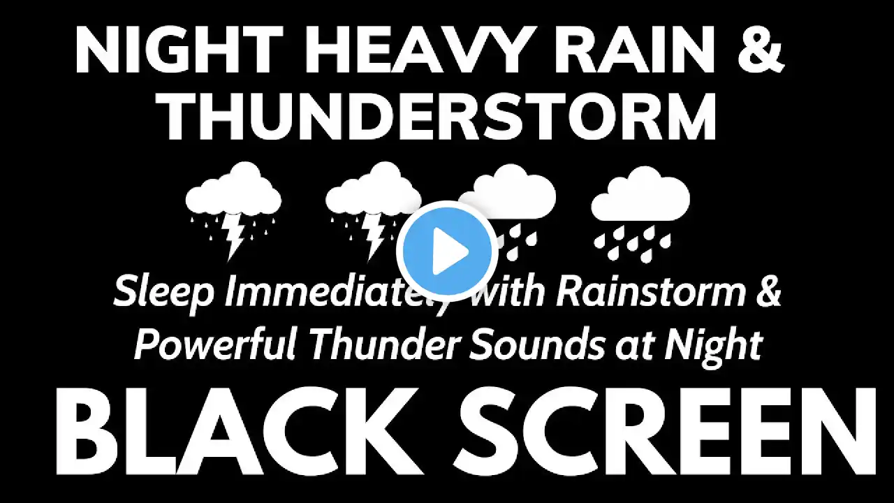 Deal with Insomnia in 3 Minutes Black screen Heavy Rain and Thunder - Rain sounds for sleeping