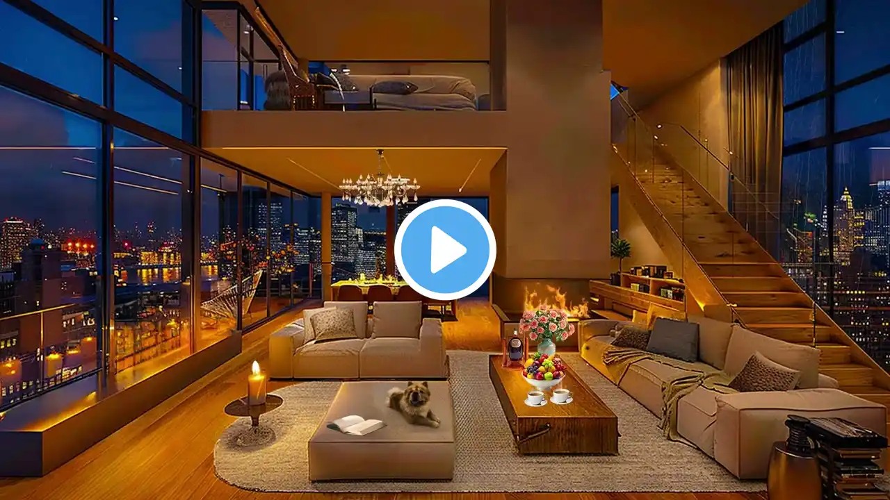 Cozy NYC Apartment with Panoramic Night View of the City 🌃 Soothing Jazz for Studying & Relaxing