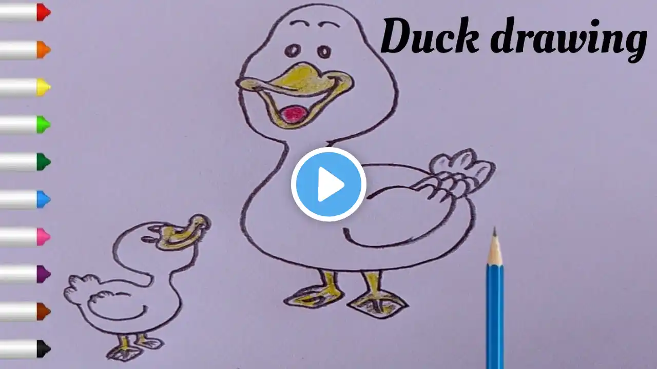 Duck drawing //🦆❤️ how to draw a duuck // Duck cartoon drawing