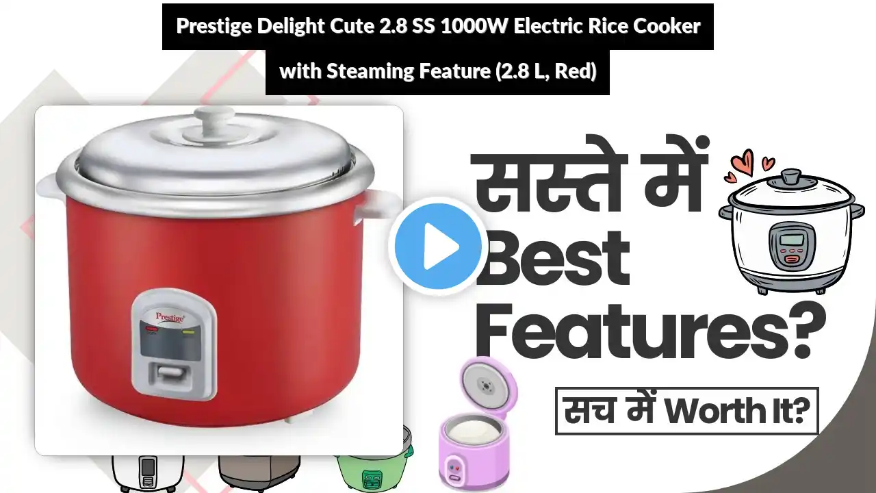 Prestige Delight Cute 2.8 SS 1000W Electric Rice Cooker with Steaming Feature (2.8 L, Red) Review in