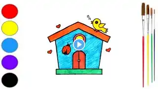 How To Draw A House Easy | House Drawing Step By Step | Cute House Drawing & Colouring For Kids