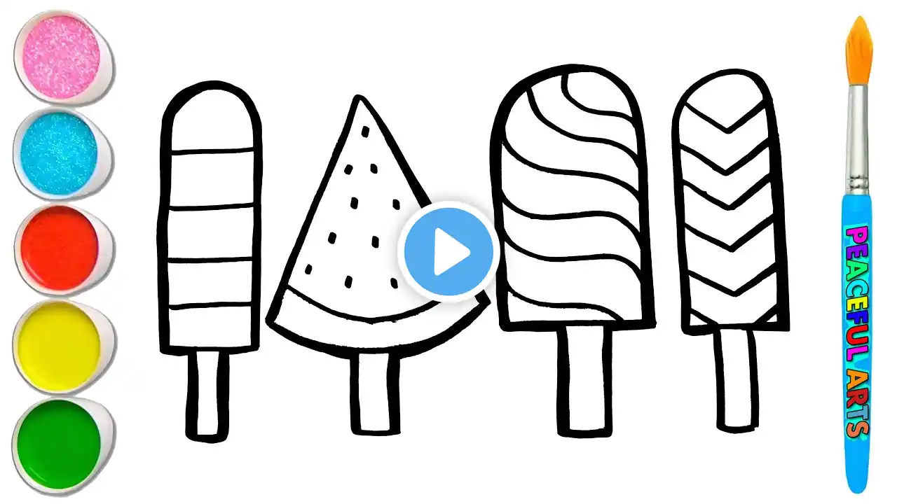 Let's Draw and Paint Ice Creams Easily Together | Painting, Coloring for Toddlers & Beginner