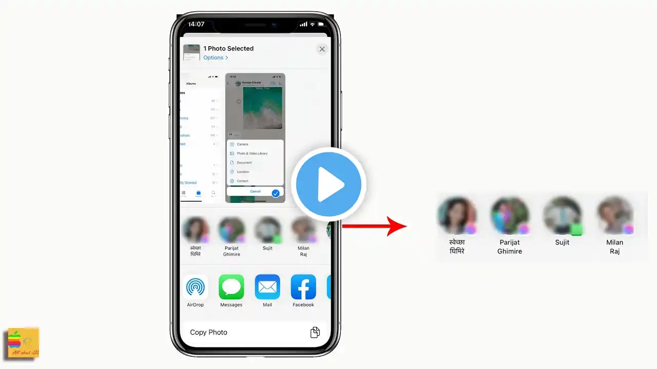 How to remove suggested contacts from share sheet when sharing photos on iPhone