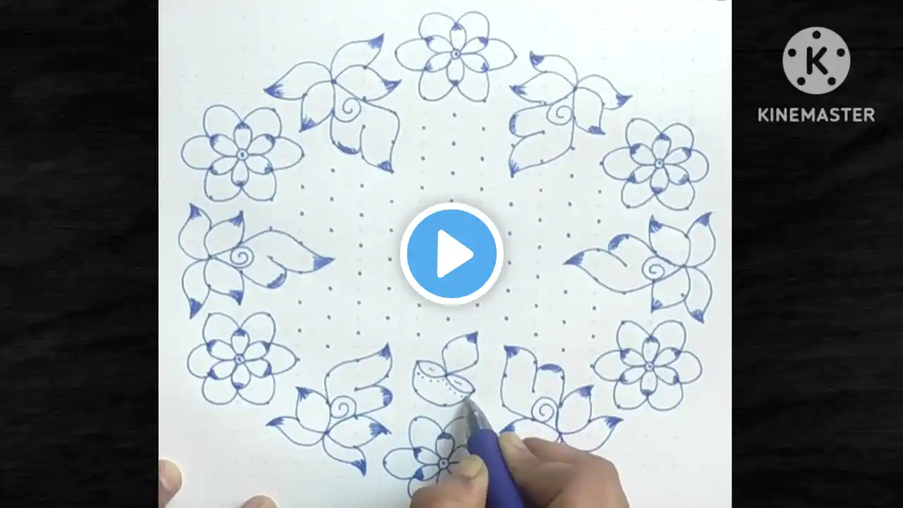 17-9 dots simple and easy rangoli design || deepam muggu || Festival rangoli