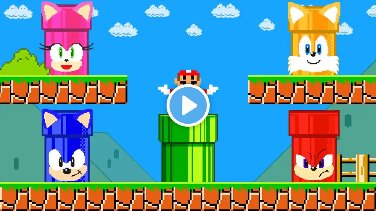 Super Mario Bros. But there are MORE Custom Pipe All Sonic Character | PixSaga Mario