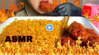 ASMR FIRE WINGS CHICKEN PEDAS MIE RICHEESE LEVEL 5 🔥🔥🔥 | EATING SOUND