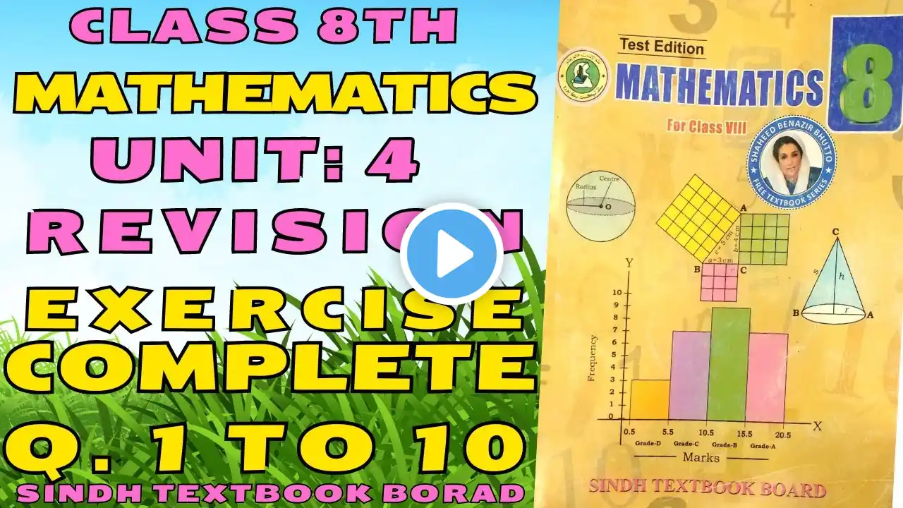 Revision Exercise Unit 4 Class 8 Mathematics Sindh textbook | Class viii Mathematics