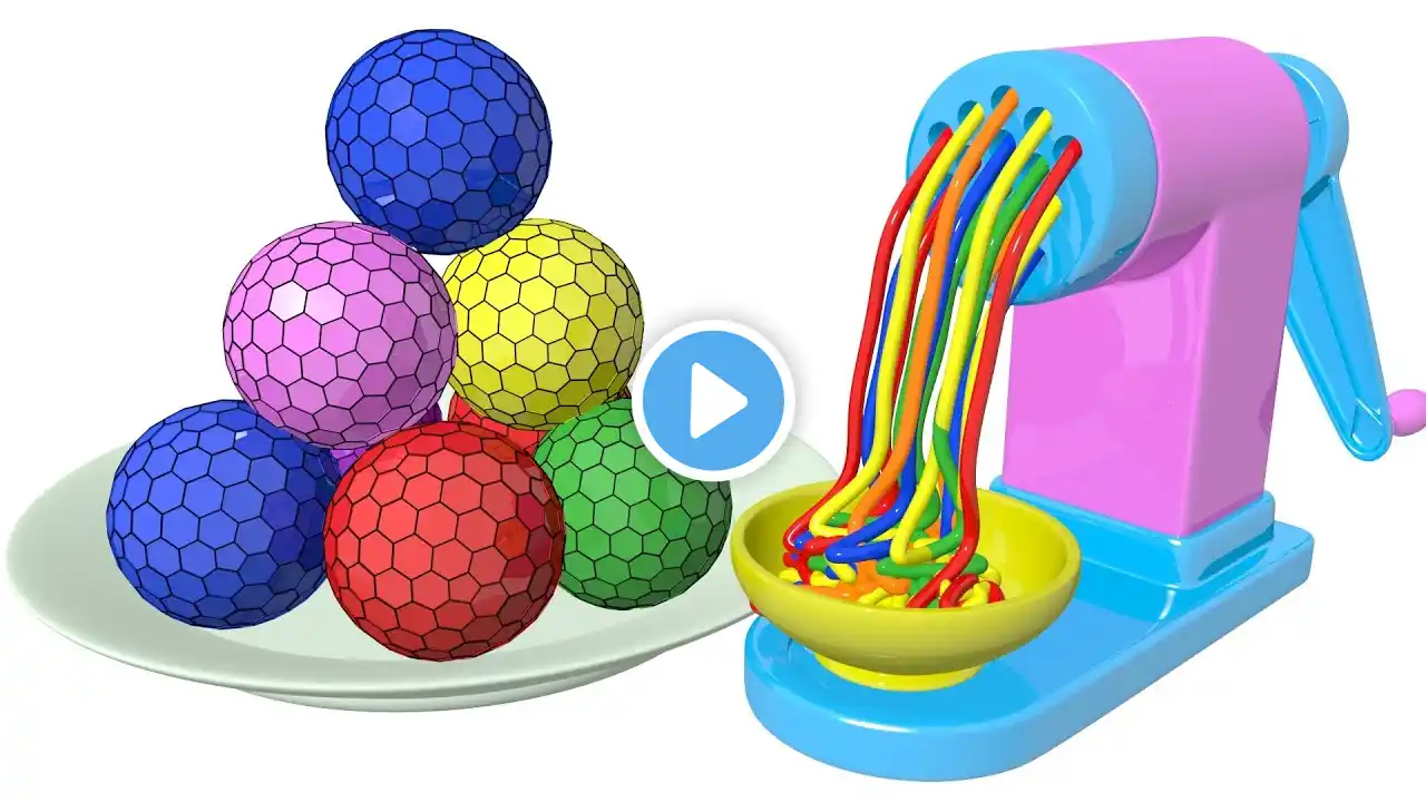 Learn colors with  Soccer Ball | Pasta Spaghetti Maker | Children Animation