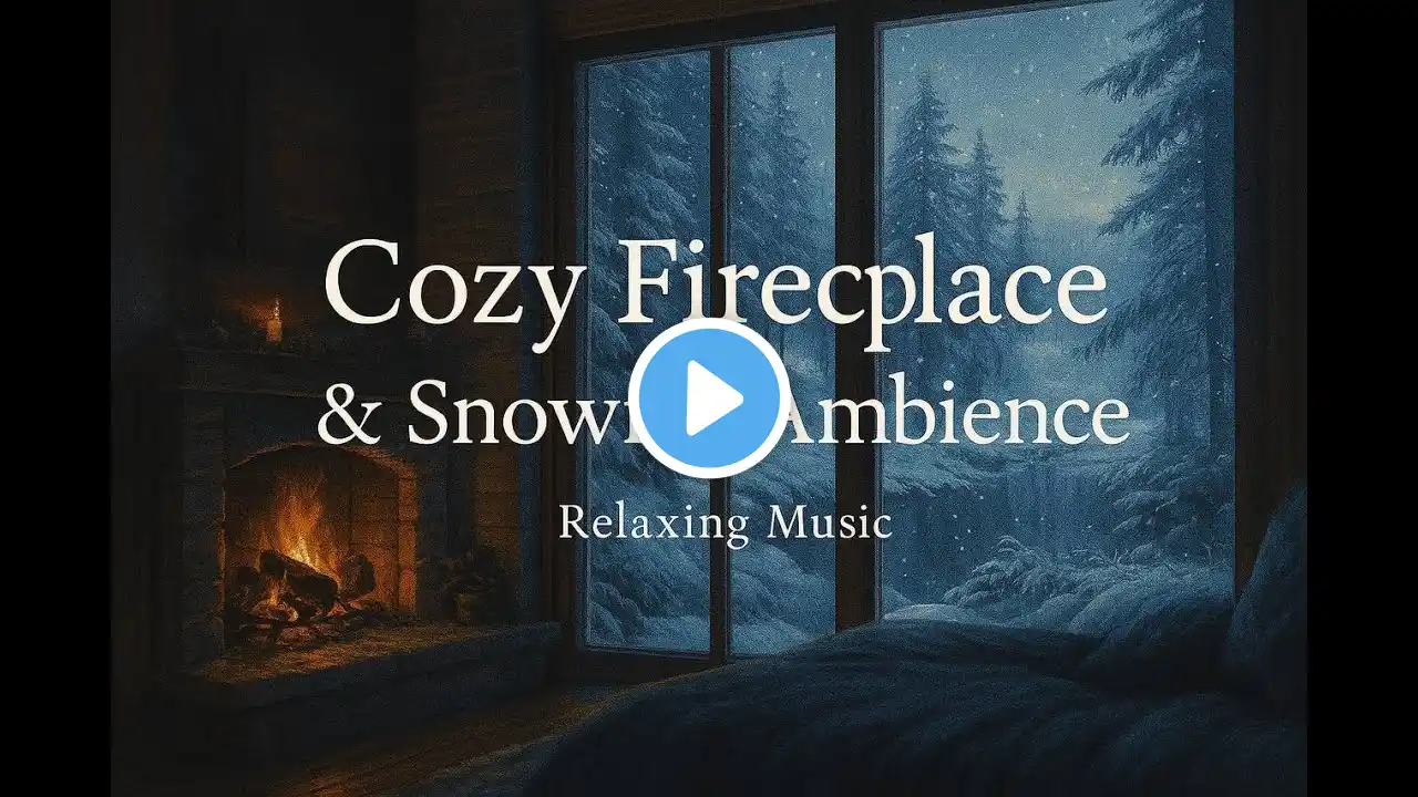 🔥 Cozy Fireplace & Snowfall Ambience | Relaxing Music & Crackling Fire Sounds ❄️ ~ 3 HOURS