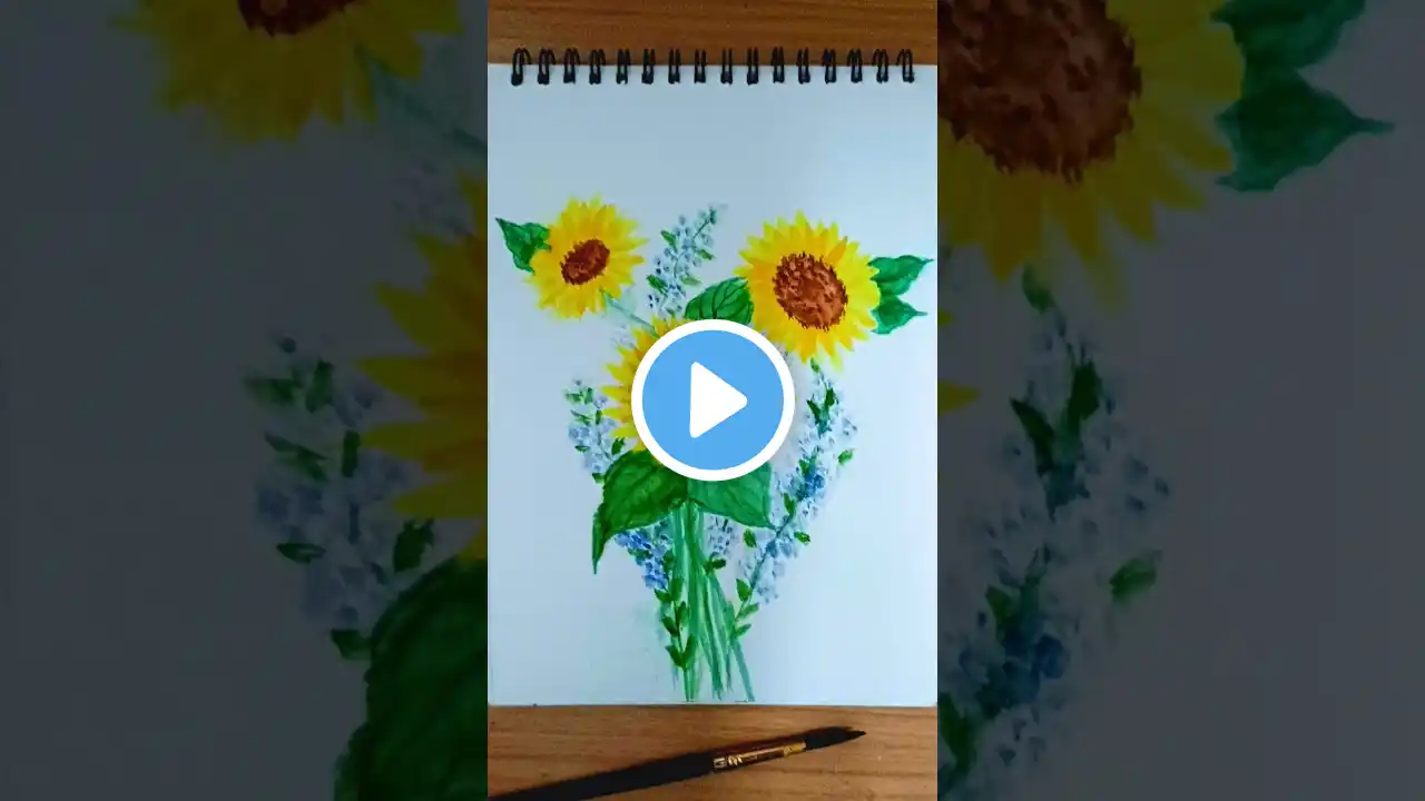 Sunflower Watercolor Paintingđ»/Sunflower painting tutorial #shorts #shortsfeed #flowers #trending