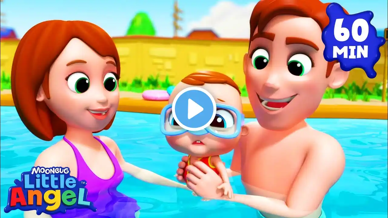 Mom and Dad teach Baby to Swim! | Fun with Baby John! | Little Angel Nursery Rhymes & Kids Songs