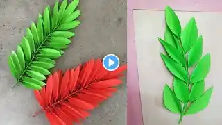 how to make easy paper leaf craft ideas #diy #leafart #papercrafts #leafpainting #paperflowercraft