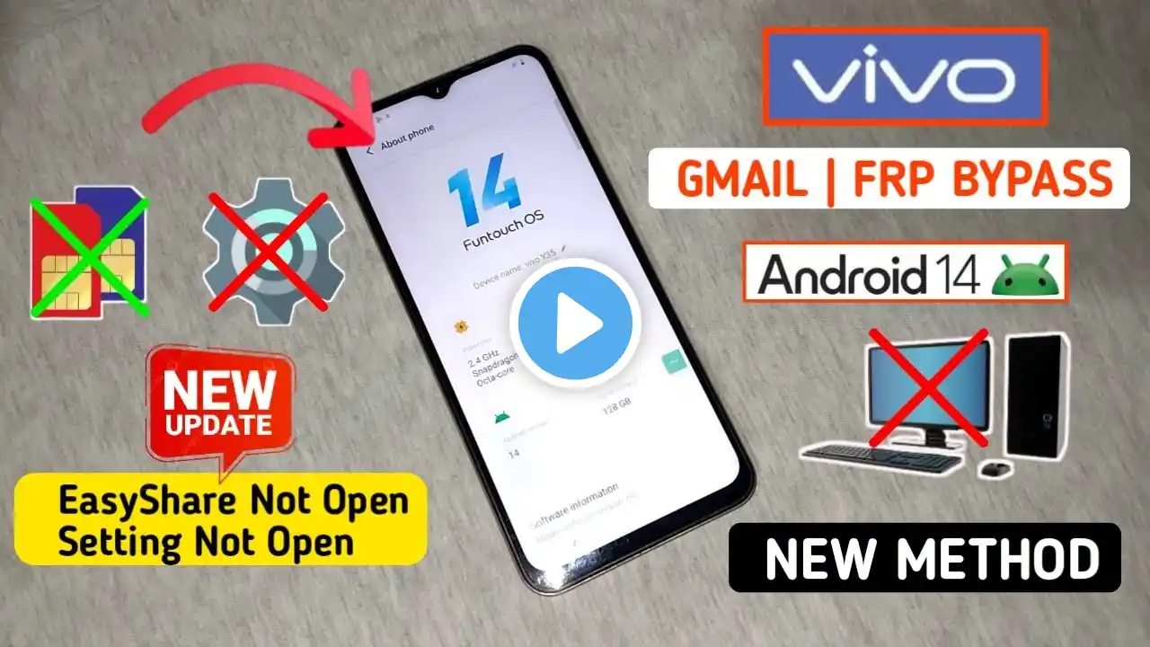 Vivo T2x 5G : Settings Not Opening - FRP BYPASS Android 14 2025 (Without PC)