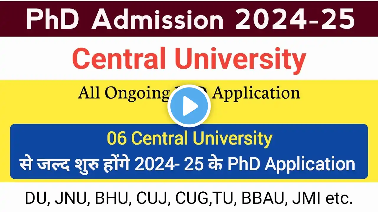 Six Central University PHD New Upcoming Application Form 2024-25 , PhD Admission 2024