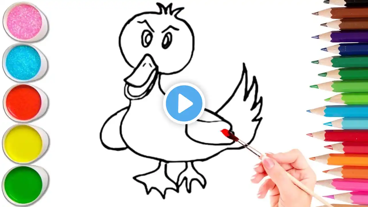 How To Draw cute Duck🦆  Drawing, Painting & Coloring For Kids and Toddlers_ Child Art 🐋🌈🎨