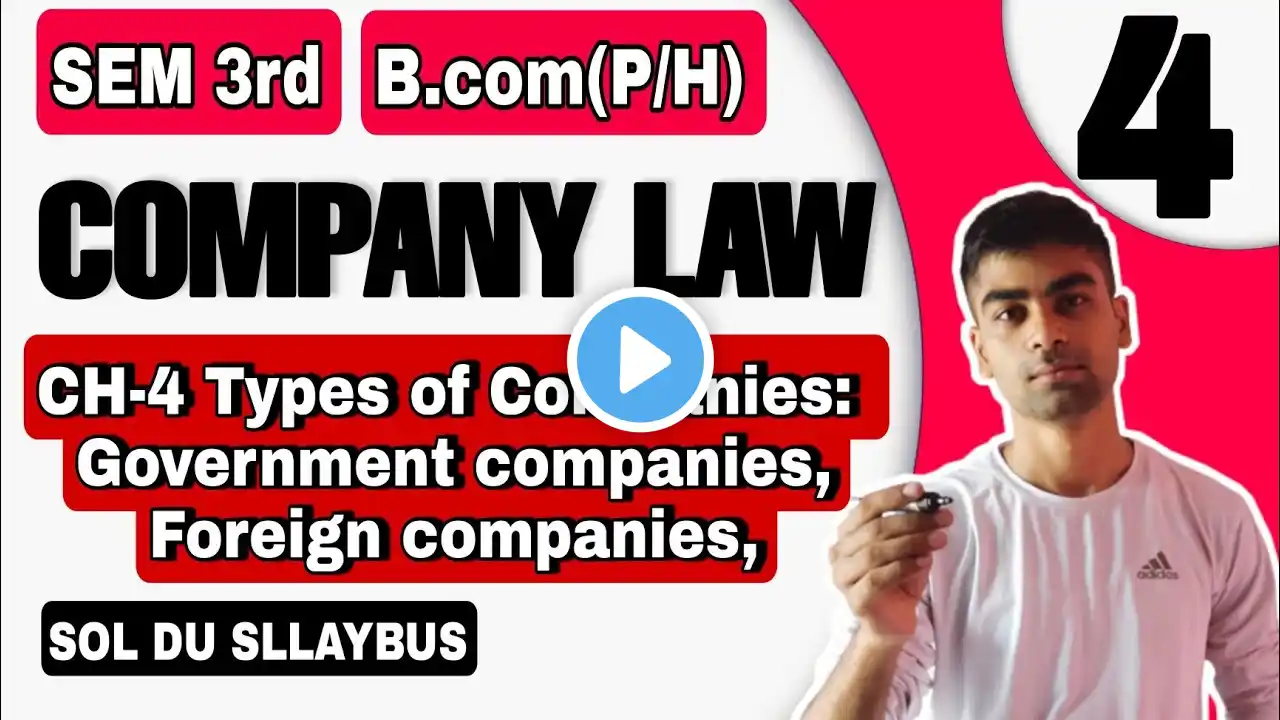 B.com(H/P)| CH-4 Types of Companies | Company law | Semester 3rd |Sol Du |Govt. & Foreign Company  |