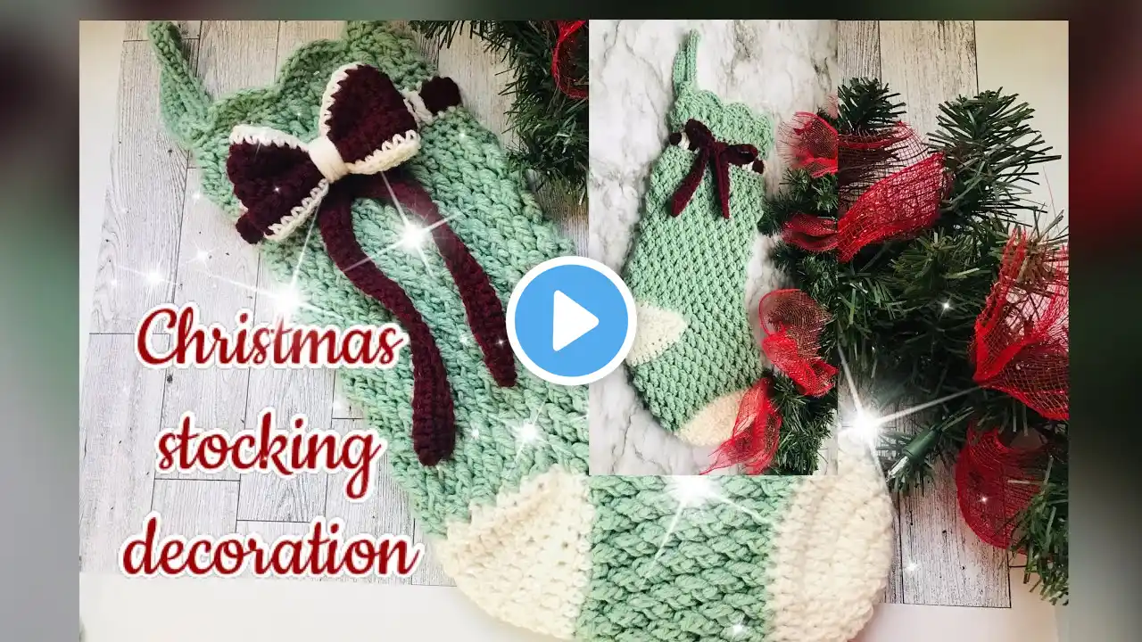 Crochet Christmas stocking decor#crochet #veryeasyandsimple #christmasornaments #christmas