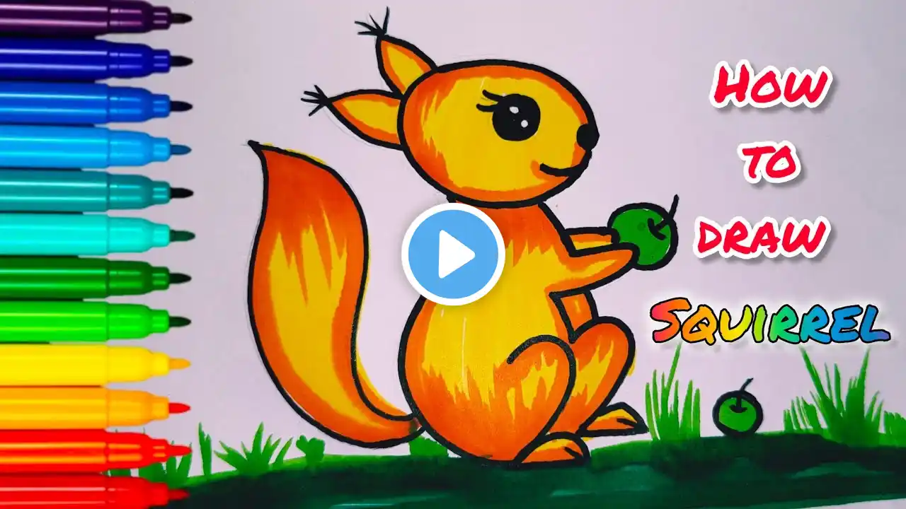 How to draw squirrel for kids 🐿️| गिलहरी का चित्र बनाये आसानी से | easy drawing video |