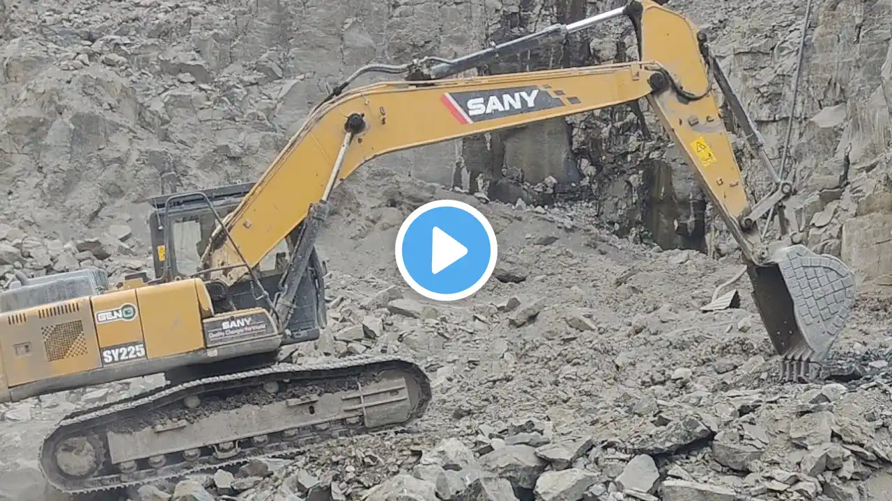 SANY SY 225 Excavator working amazing video operator 2024 new video quarry works milan 😲🚛