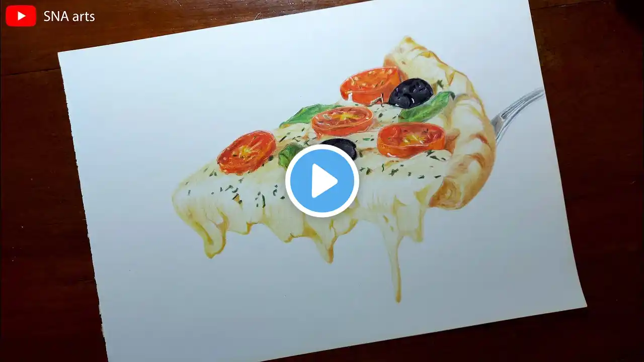 Drawing Realistic Pizza With Faber Castell 48 Classic Colour Pencils