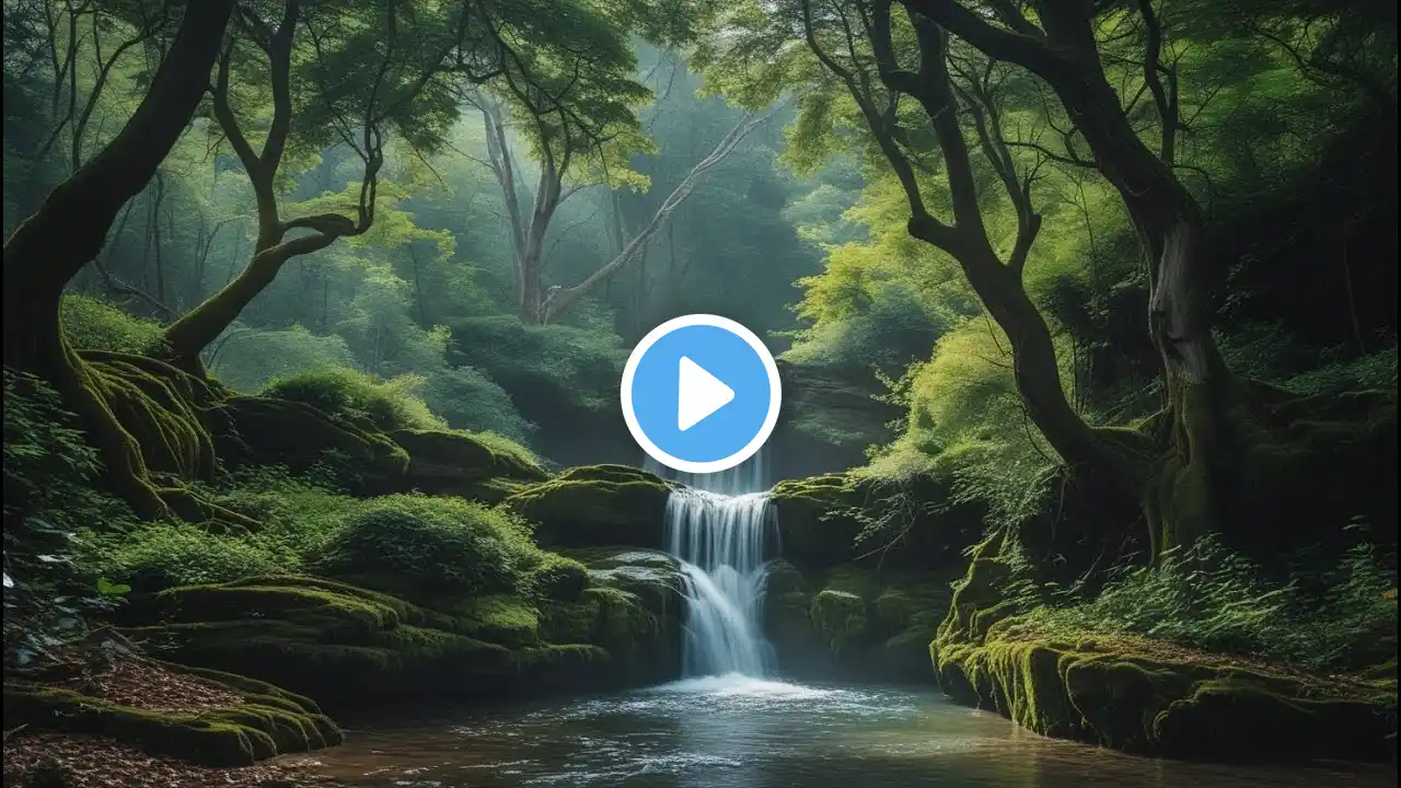 Relaxing waterfall with birds sounds for meditation sleep study relaxation