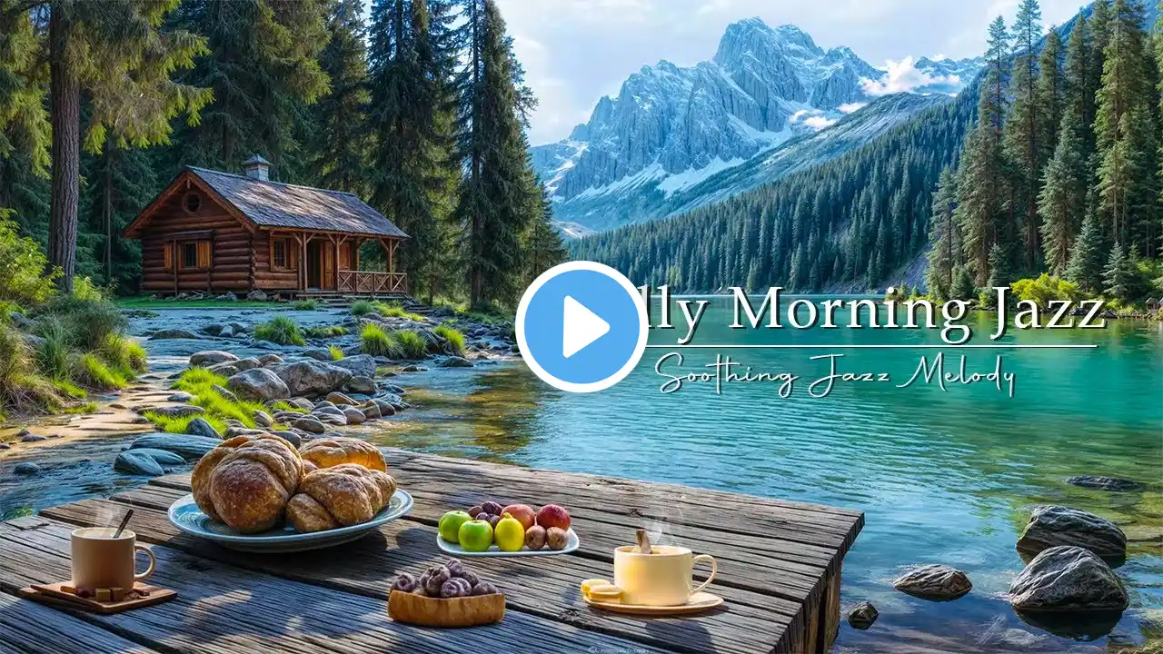 Chilly Morning Jazz In Spring Lakeside Porch | Soothing Jazz Melody to Relax, Study, Work