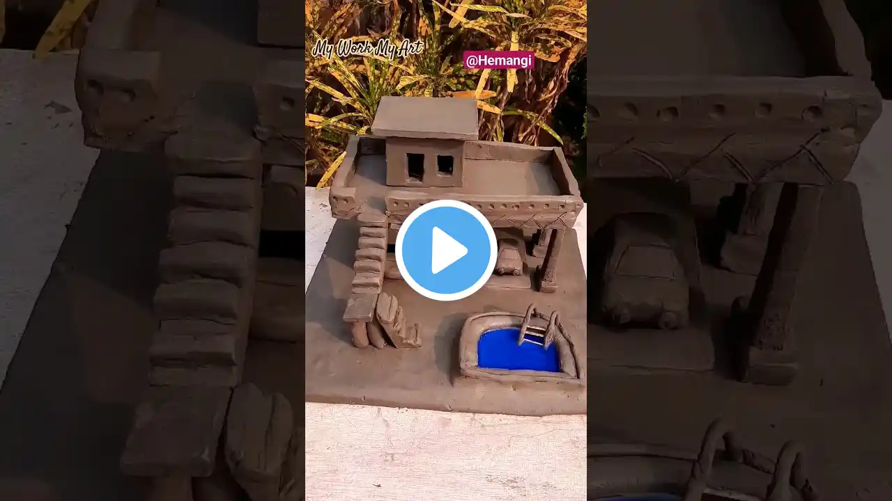 Diy clay house design | Beautiful mud house #shorts #clayhouse #clayart