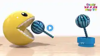 Learning Colors with 3D Pacman Watermelon Lollipop for Kids Children Toddlers Learn Colors 3D Pacman