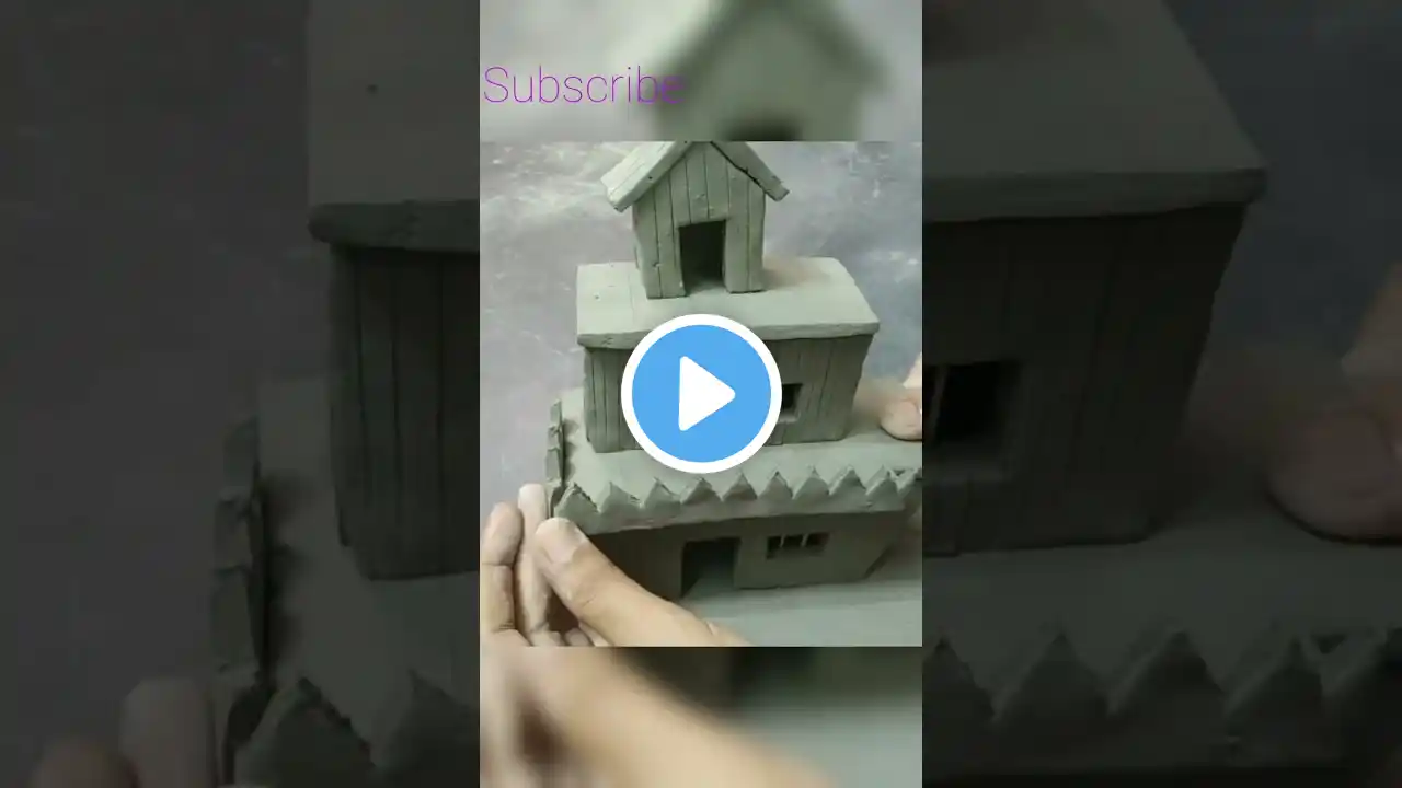 Clay Miniature Three Story  Build House | #shorts #youtubeshorts #diy #clayart #mittikaghar #polymer