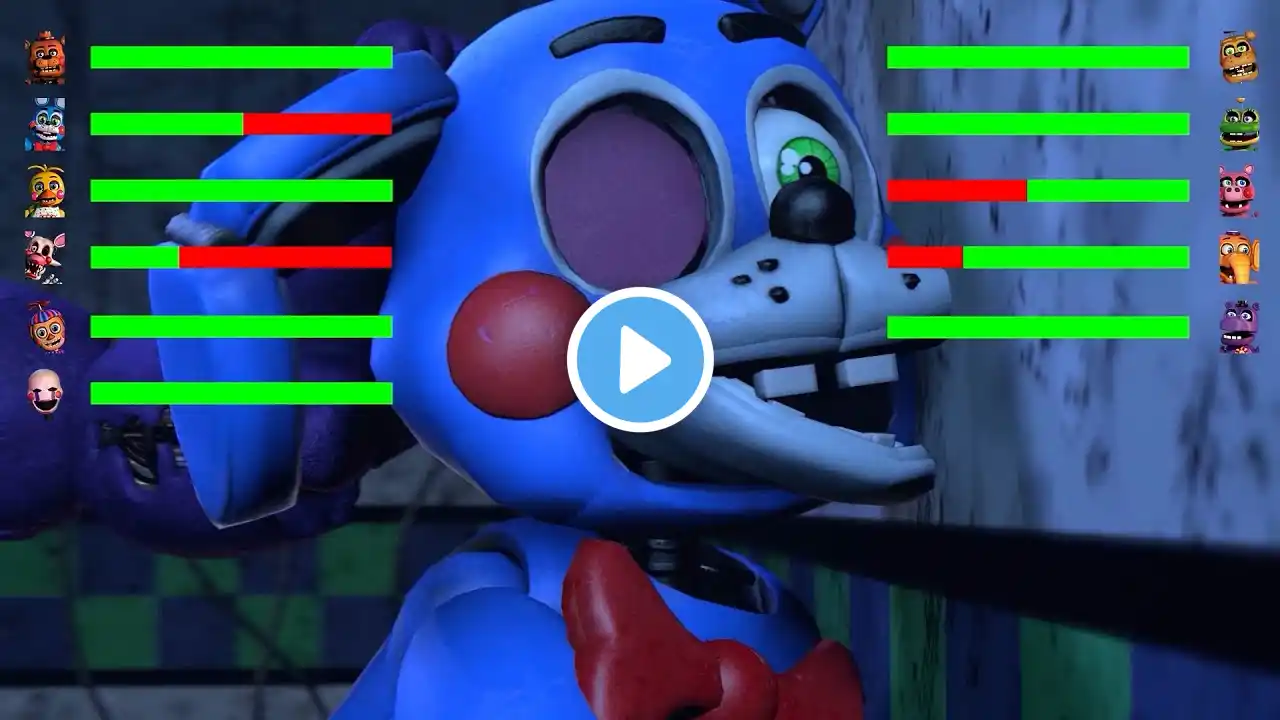 FNAF vs SECURITY BREACH Fighting Animations with Healthbars Compilation