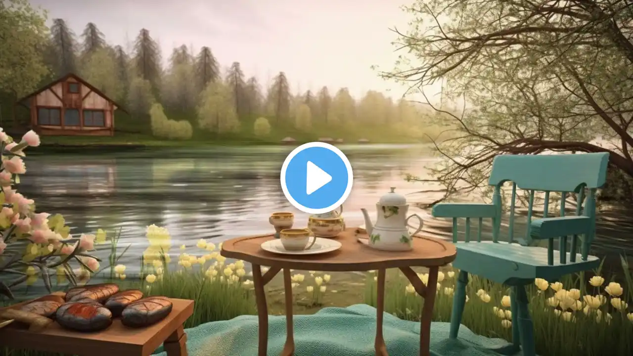 Spring Morning Ambience with Lakeshore Water Sounds and Relaxing Forest Birdsong  Cozy Sounds