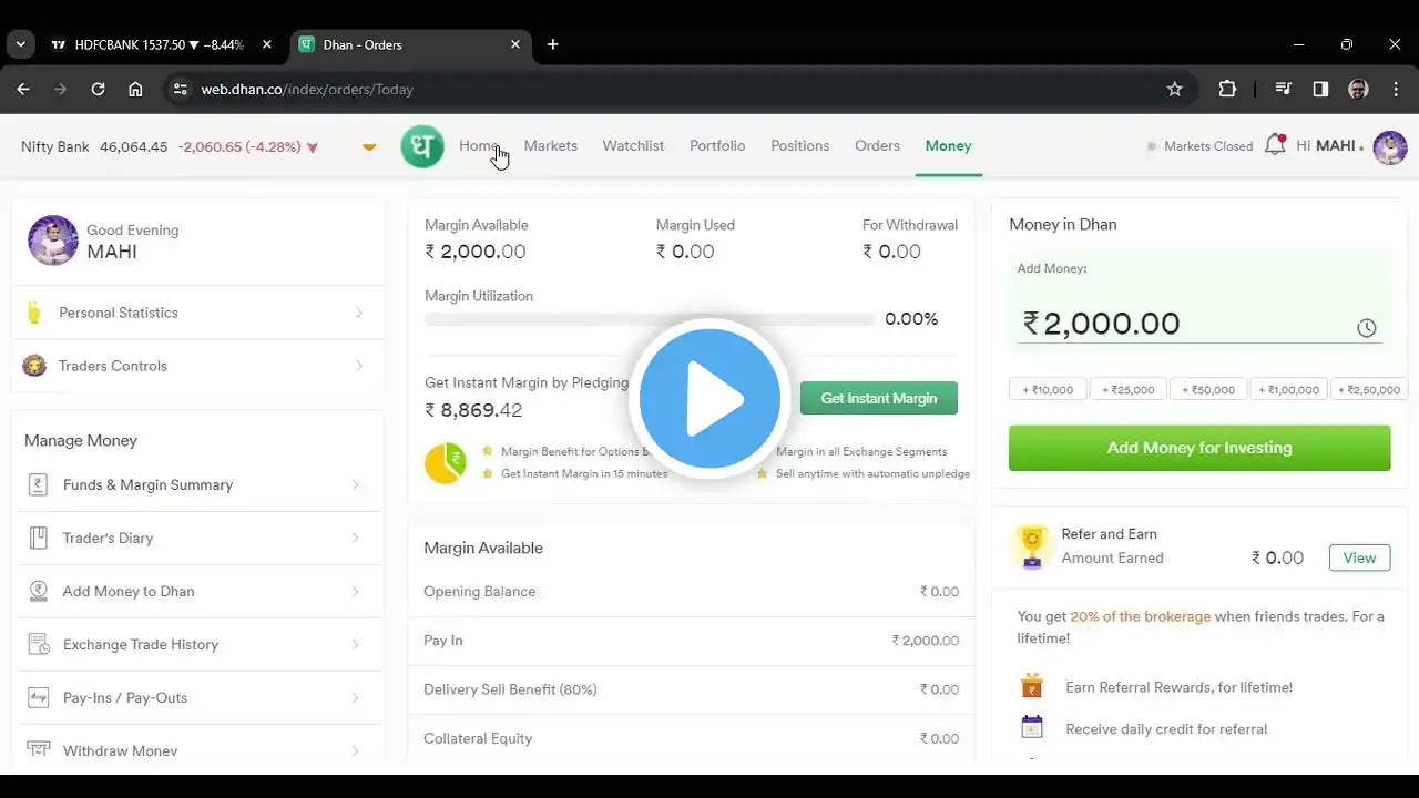 how to add money in Dhan app