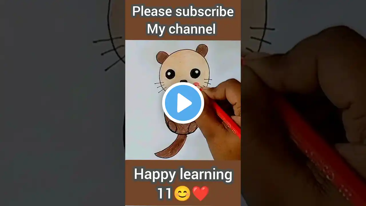 cute sea otter holding a heart ❤️ #shorts #youtubeshorts #pencilcolour #happylearning11