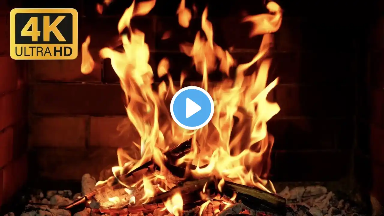 FIREPLACE 4K 🔥 Cozy Fireplace video with Burning Logs & Fire Sounds. Christmas Fireplace