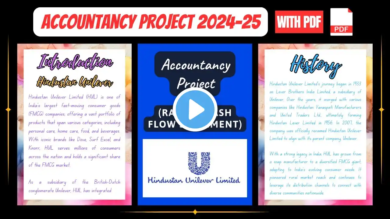 Accountancy Project Class 12th 2024-25 | Specific Project On HUL (Ratio + Cash Flow Statement)