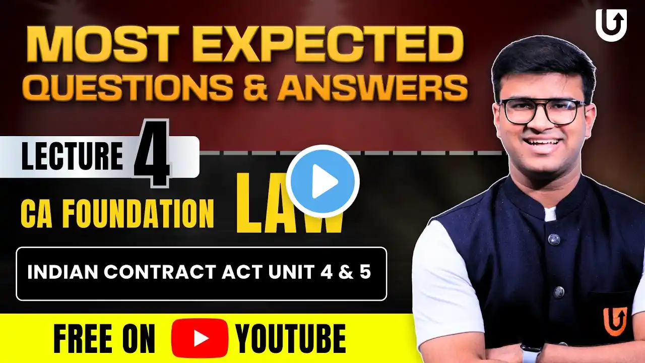 Indian Contract Act CA Foundation law | Most Expected Questions | L4 | Indresh Gandhi | Ultimate CA