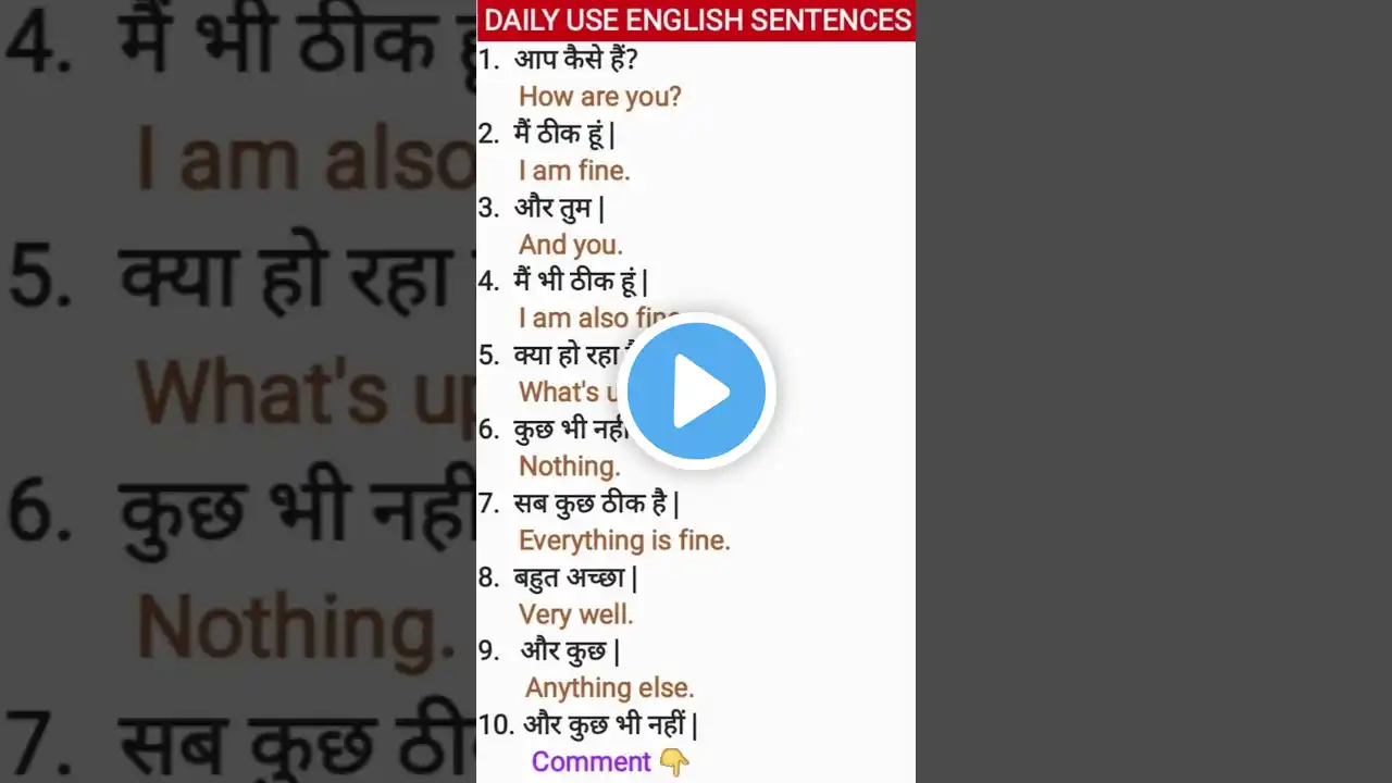 Daily use english sentences | Learn english | spoken english practice #english #shorts #ytshorts