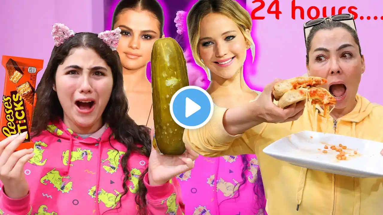 WE ATE ONLY CELEBRITY WEIRD FOOD CRAVINGS FOR 24 HOURS!