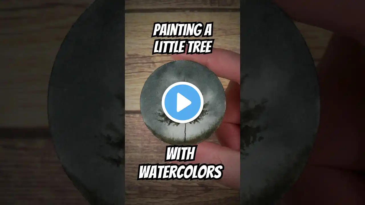 Painting a Little Tree on a Little Circle #shorts #art #watercolor