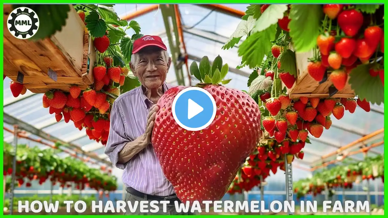 Amazing hydroponic strawberry farm - Modern Agricultural Technology - Harvesting strawberries 🍓