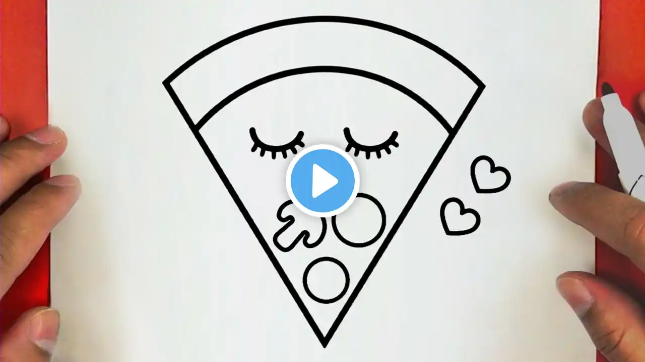 كيف ترسم بيتزا كيوت وسهلة خطوة بخطوة / رسم سهل / تعليم الرسم للمبتدئين || Cute Pizza Drawing