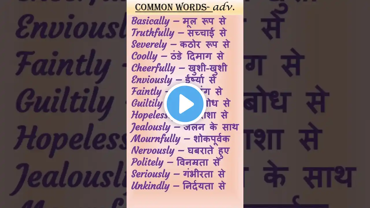 Part 40 रोजमर्रा के शब्द | Common Words for Everyday Conversations I adverbs  #EnglishSpeaking