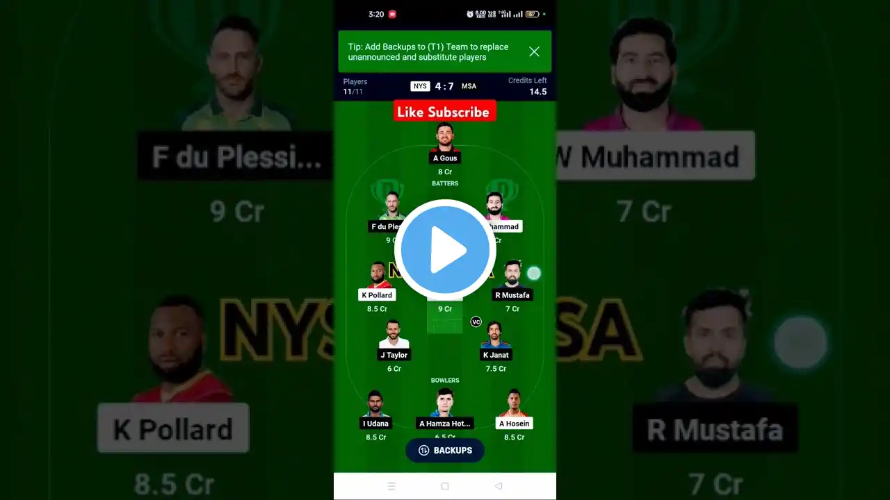 NYS vs MSA||NYS vs MSA Dream 11 Prediction|NYS vs MSA Dream 11 Team|NYS vs MSA Match 5 Abu Dhabi T10