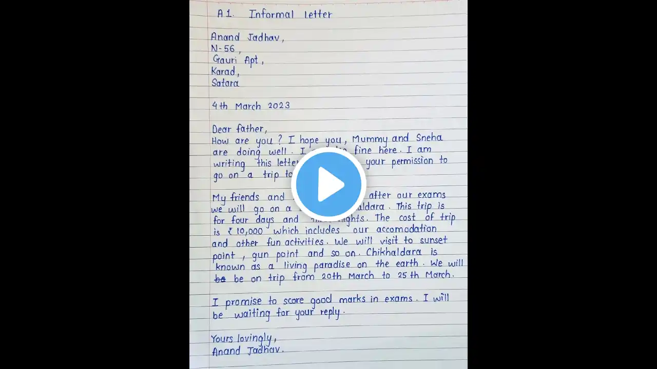 Informal Letter | Informal letter writing ✍️ | #informalletter