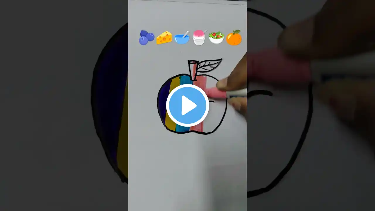 cartoon apple colouring#shorts#shortvideo #art #drawing #trending #painting#trend#cute #easy #short
