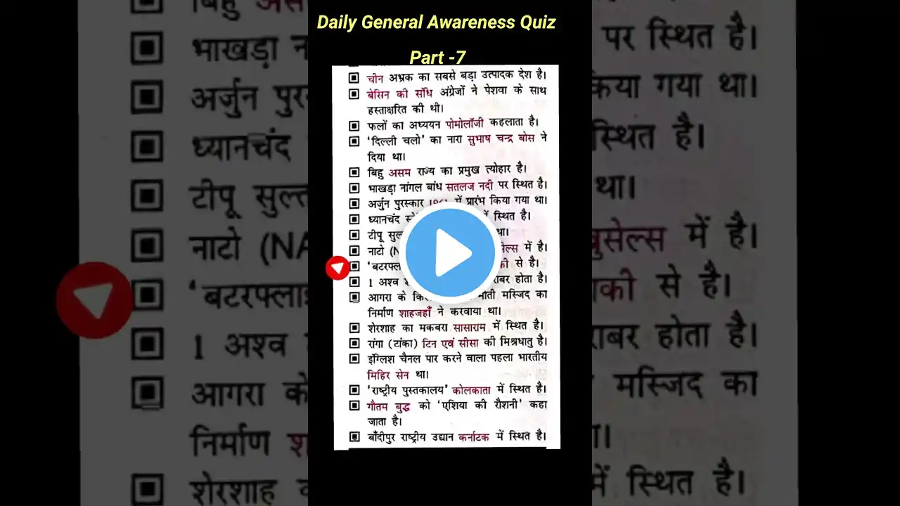 General Awareness Part -7 #generalknowledge #generalknowledgequestions #generalknowledgequiz